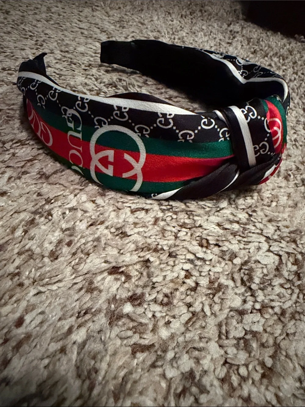 Gucci Black Headband with Red & Green Stripe